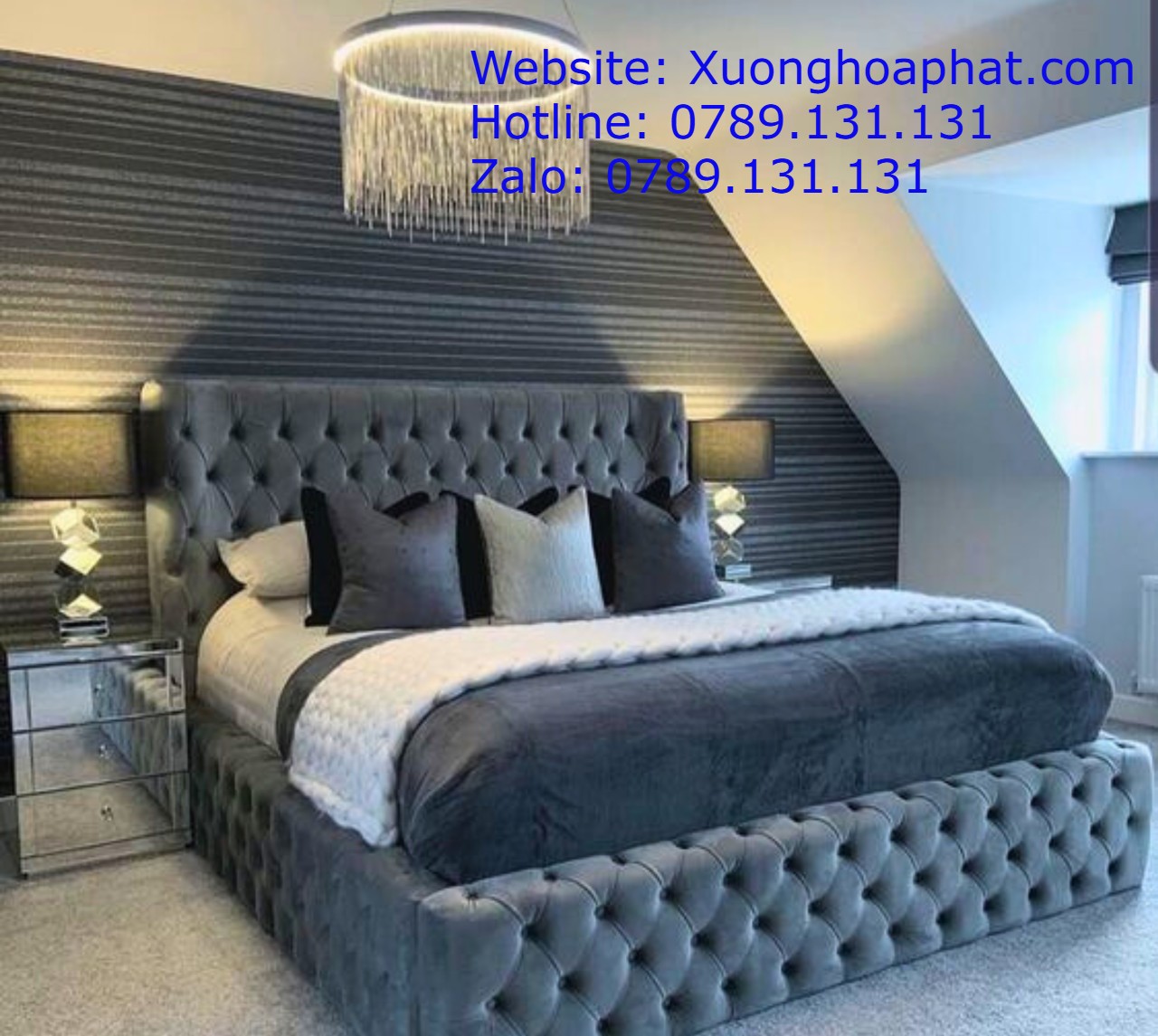 giường phòng ngủ chung cư, khách sạn, căn hộ