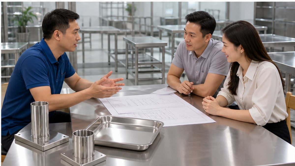 tư vấn chọn bàn bán hàng inox tại xưởng inox