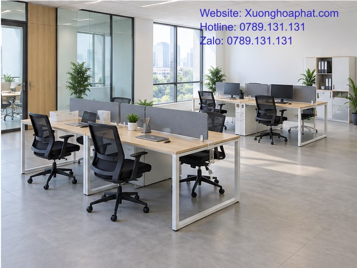 Bàn Chân Sắt Và Bàn Liền Vách Ngăn: Chia Chỗ Theo Việc 5 Bố trí bàn mở và bàn liền vách ngăn theo nhóm công việc.