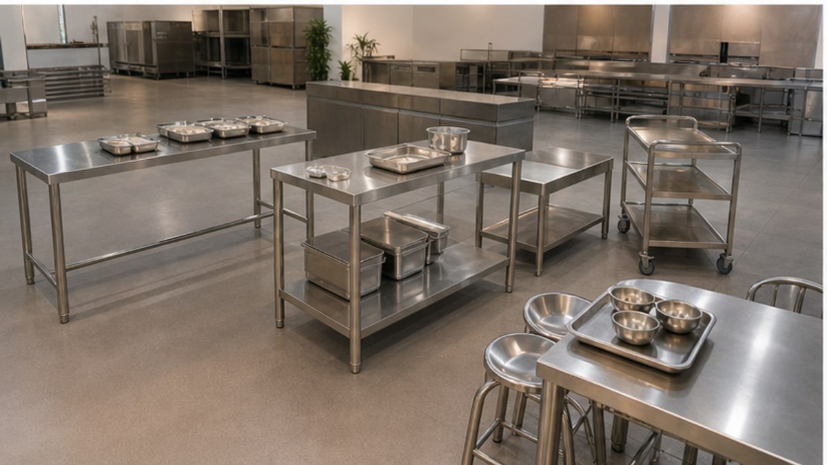 So sánh các phương án bàn chia thức ăn inox
