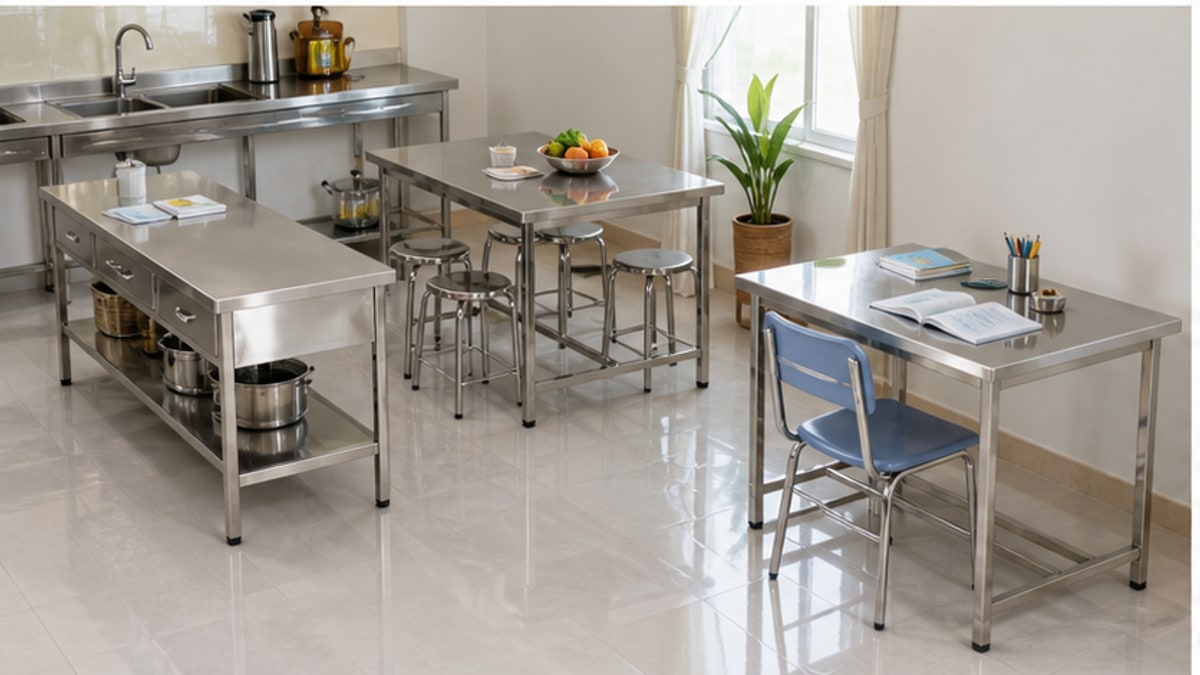 So sánh bàn học sinh inox với bàn bếp inox đẹp