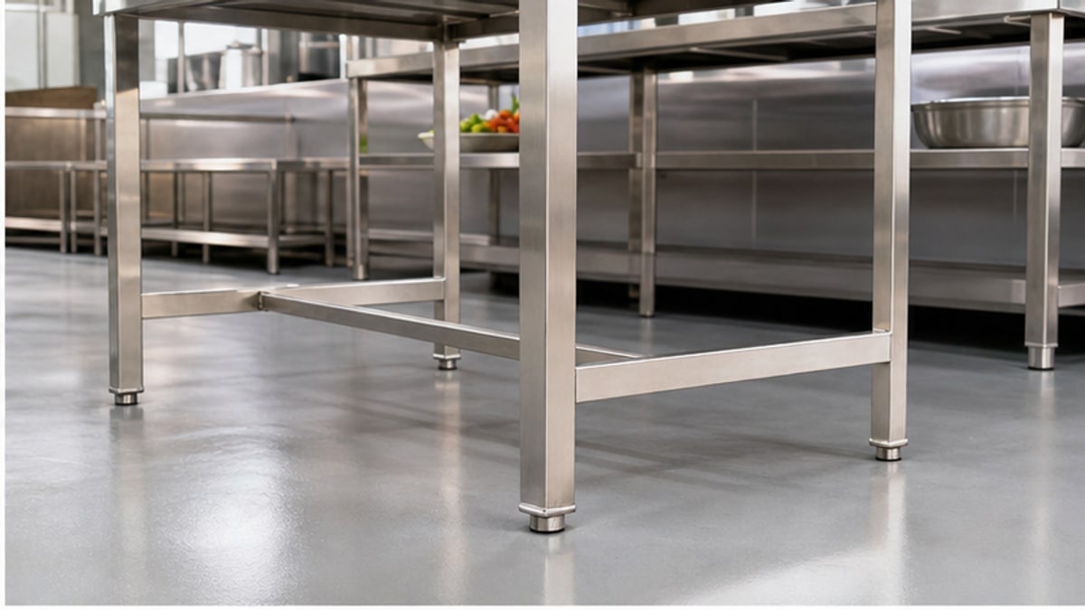 chân bàn inox 304 chắc gọn trong khu bếp sạch