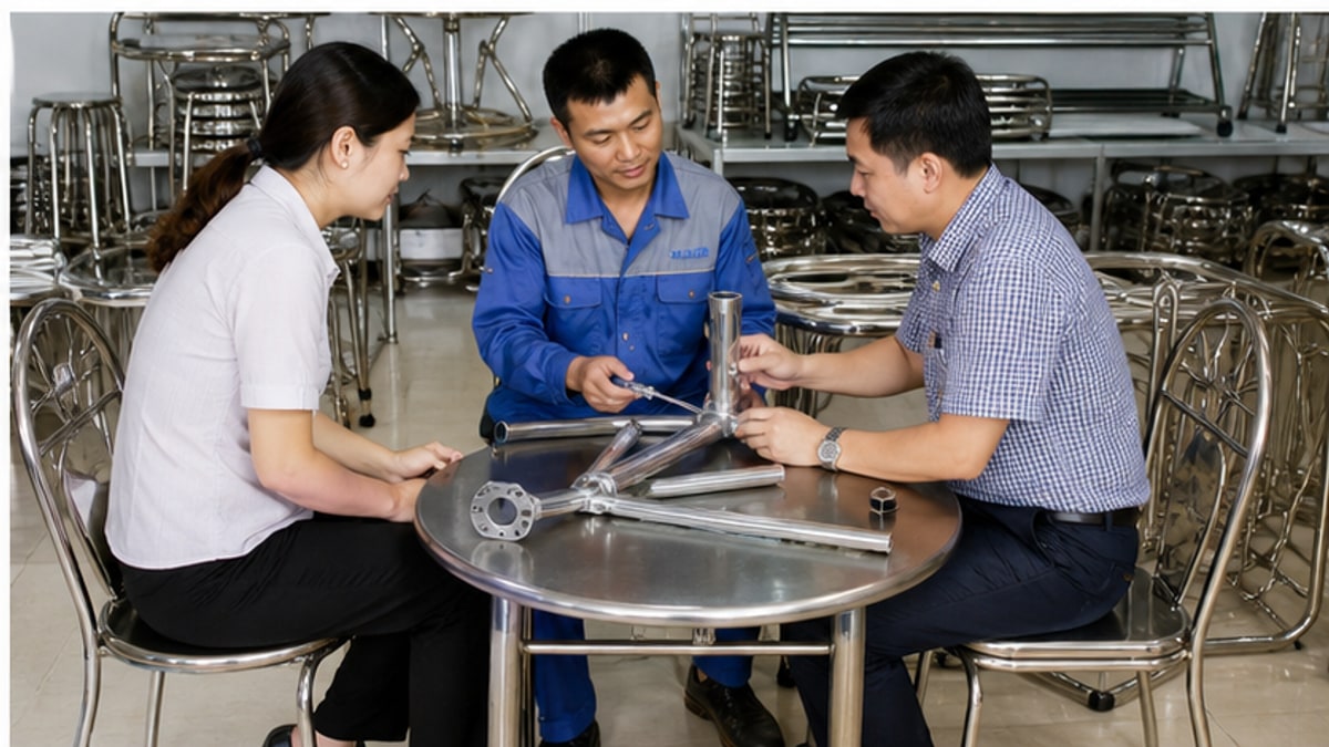 tư vấn chọn bàn inox tròn tại xưởng inox