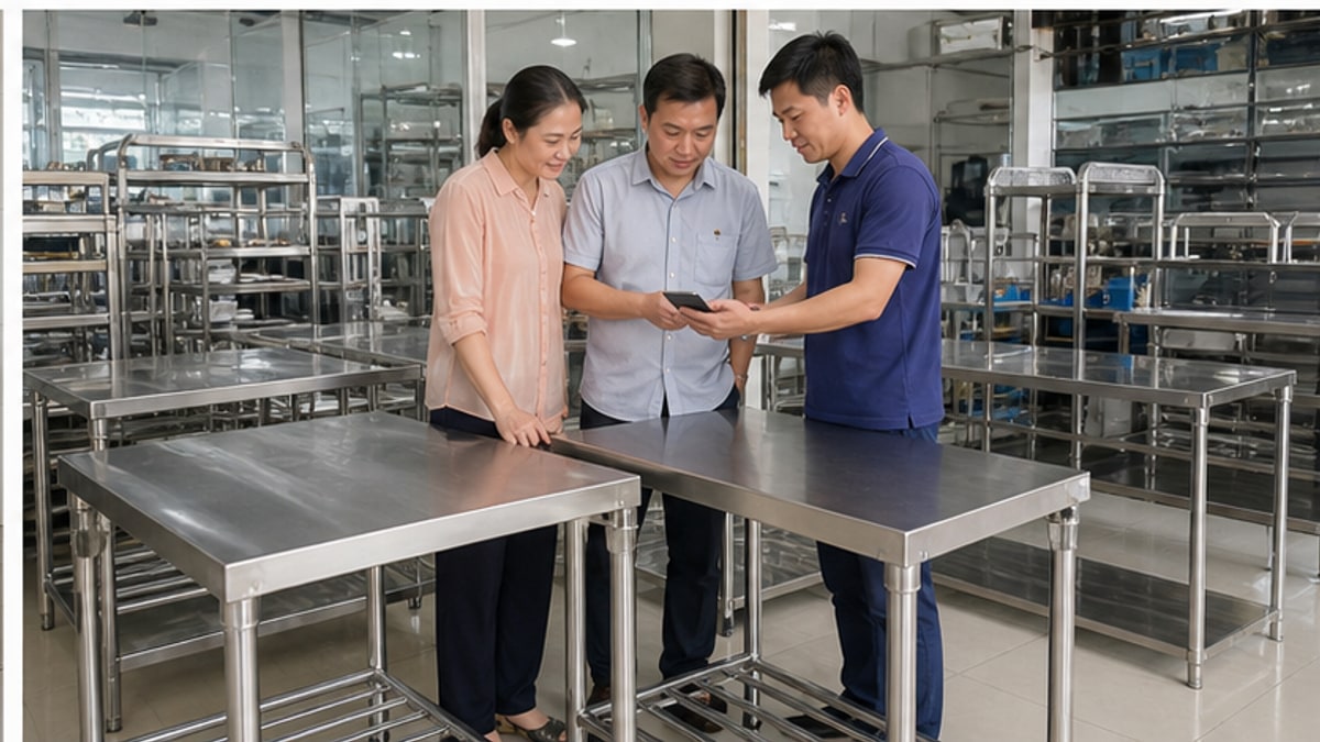 tư vấn chọn bàn nhôm inox theo mặt bằng sử dụng thực tế
