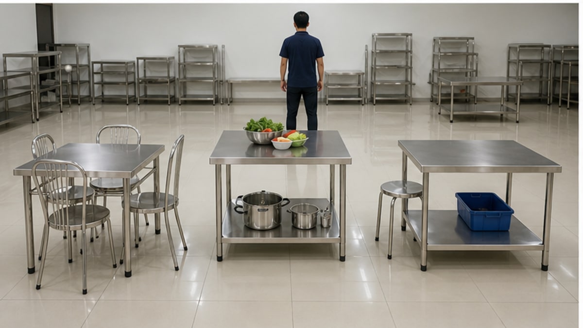 Bàn vuông inox 304 cho quán ăn bếp và văn phòng