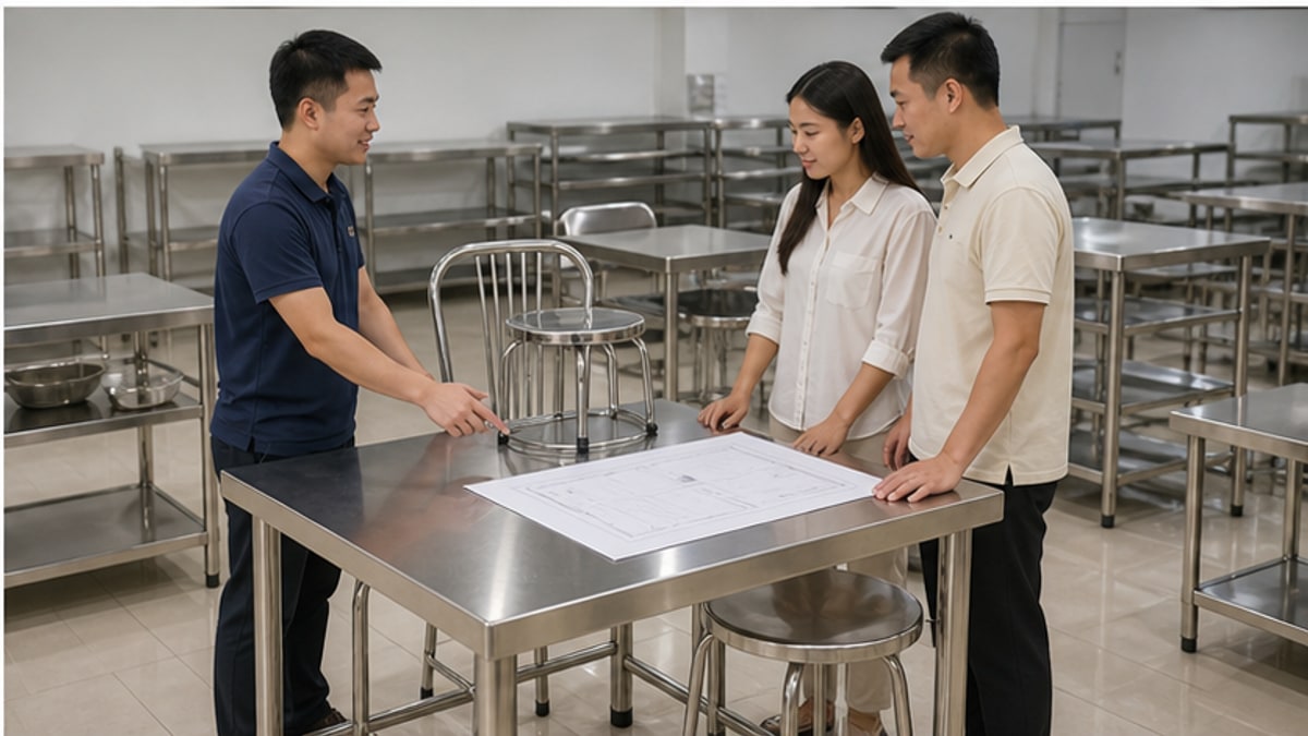 Tư vấn chọn bàn vuông inox 304 theo mặt bằng