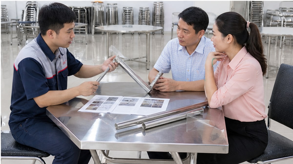 Tư vấn chọn bàn xếp inox chân sắt theo mặt bằng sử dụng
