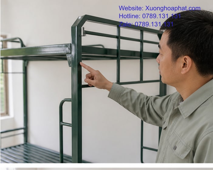 Kiểm tra mối nối giường sắt quân đội trước bảo hành