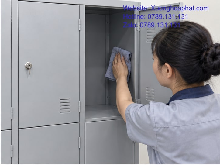 Bảo Quản Tủ Locker Sắt Từ Vệ Sinh Đến Kiểm Tra Khóa 3 Lau khô ngăn tủ locker sắt bằng khăn mềm