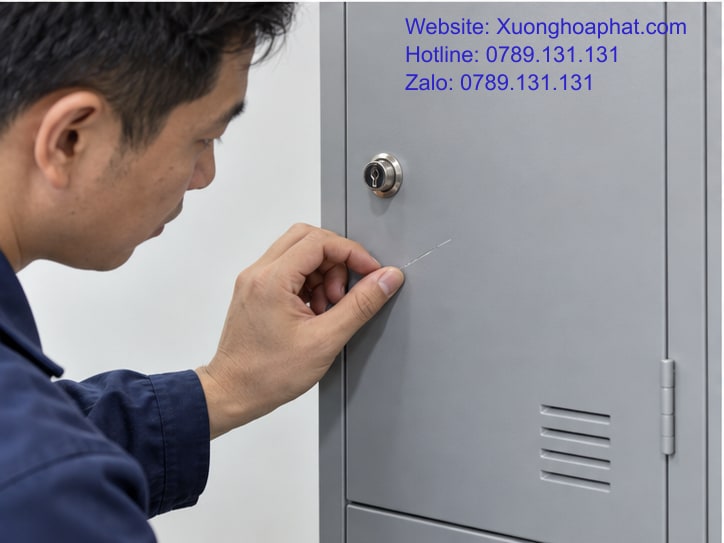 Bảo Quản Tủ Locker Sắt Từ Vệ Sinh Đến Kiểm Tra Khóa 4 Quan sát mép cửa và khóa cơ của tủ locker sắt