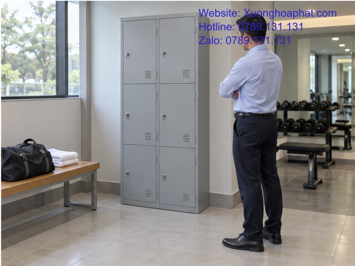 Bảo Quản Tủ Locker Sắt Từ Vệ Sinh Đến Kiểm Tra Khóa 5 Khu tủ locker phòng gym với lối đi thoáng