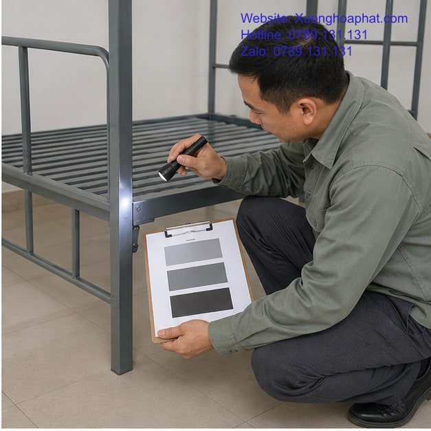 Quan sát mối nối khi bảo trì giường sắt quân đội