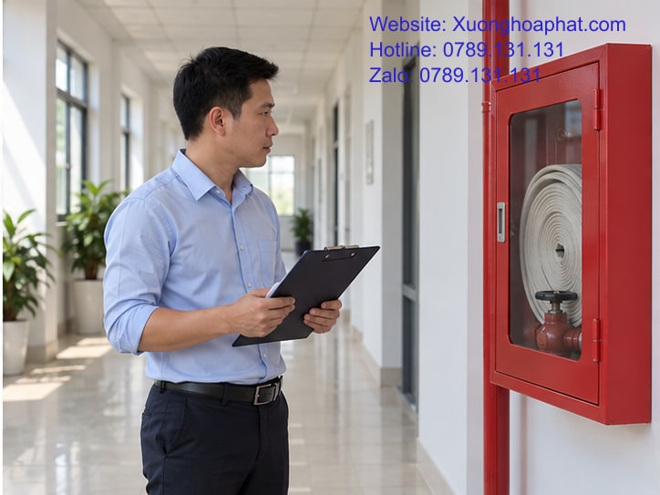 Bảo Trì Tủ PCCC: Ghi Nhận Hư Hỏng Để Quyết Định Sửa Thay 5 Người quản lý kiểm nhận vỏ tủ PCCC sau xử lý