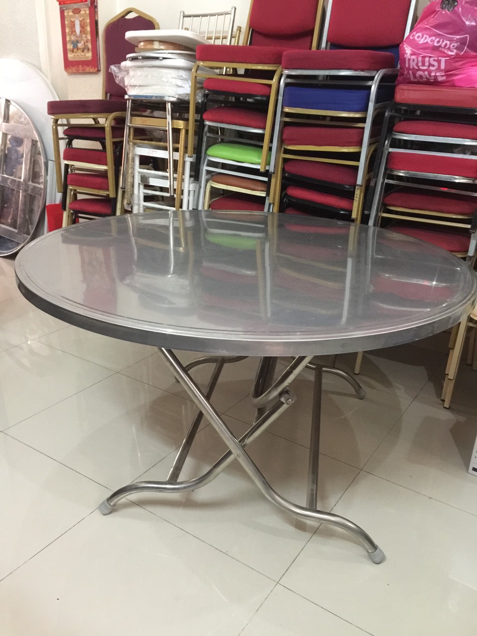 bàn tròn inox BT14