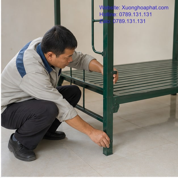 Kiểm tra khung giường sắt quân đội trước khi mua