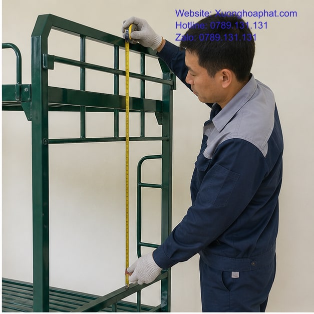 Câu Hỏi Thường Gặp Giường Sắt Quân Đội Trước Khi Mua 3 Kiểm tra kích thước khung giường sắt quân đội bằng thước dây