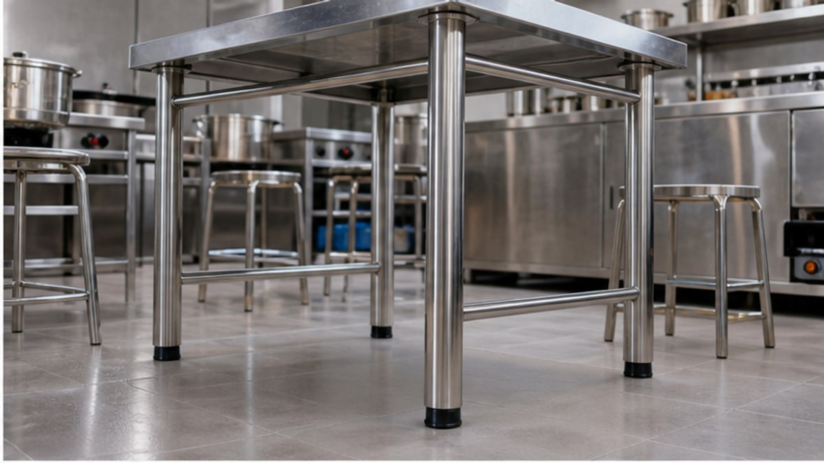 Chân bàn inox 304 trong khu bếp sạch