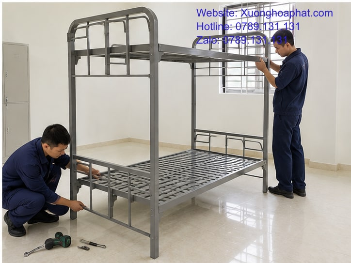 Chất Liệu Giường Sắt Quân Đội Gồm Những Gì? 5 Kỹ thuật viên lắp đặt giường sắt quân đội an toàn