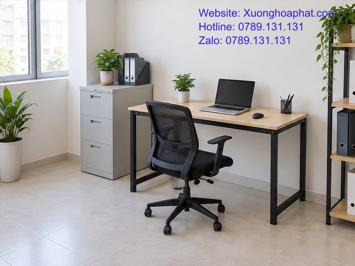 Chọn Bàn Sắt Văn Phòng Nhỏ Qua Phép Thử Diện Tích Sử Dụng 5 Bàn sắt kê sát tường trong văn phòng nhỏ có lối đi rõ.