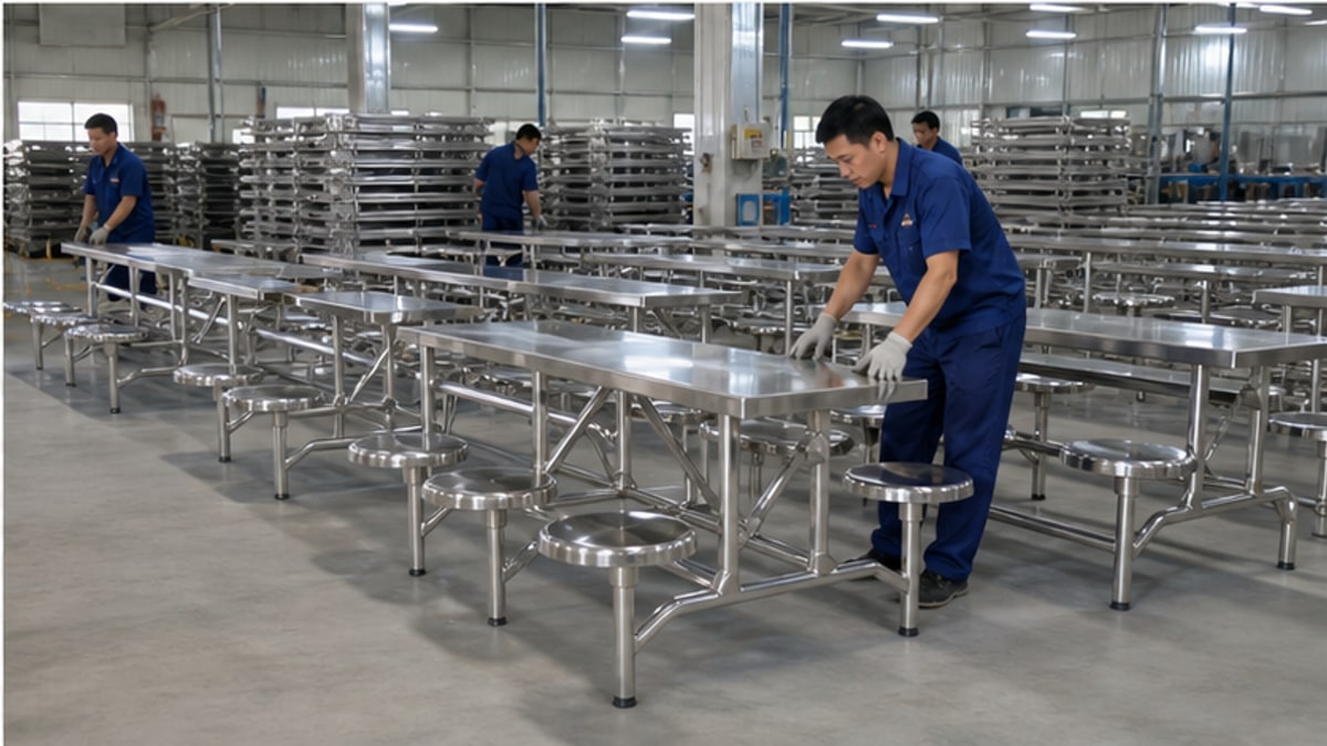 Xưởng gia công ghế liền bàn inox theo nhu cầu sử dụng