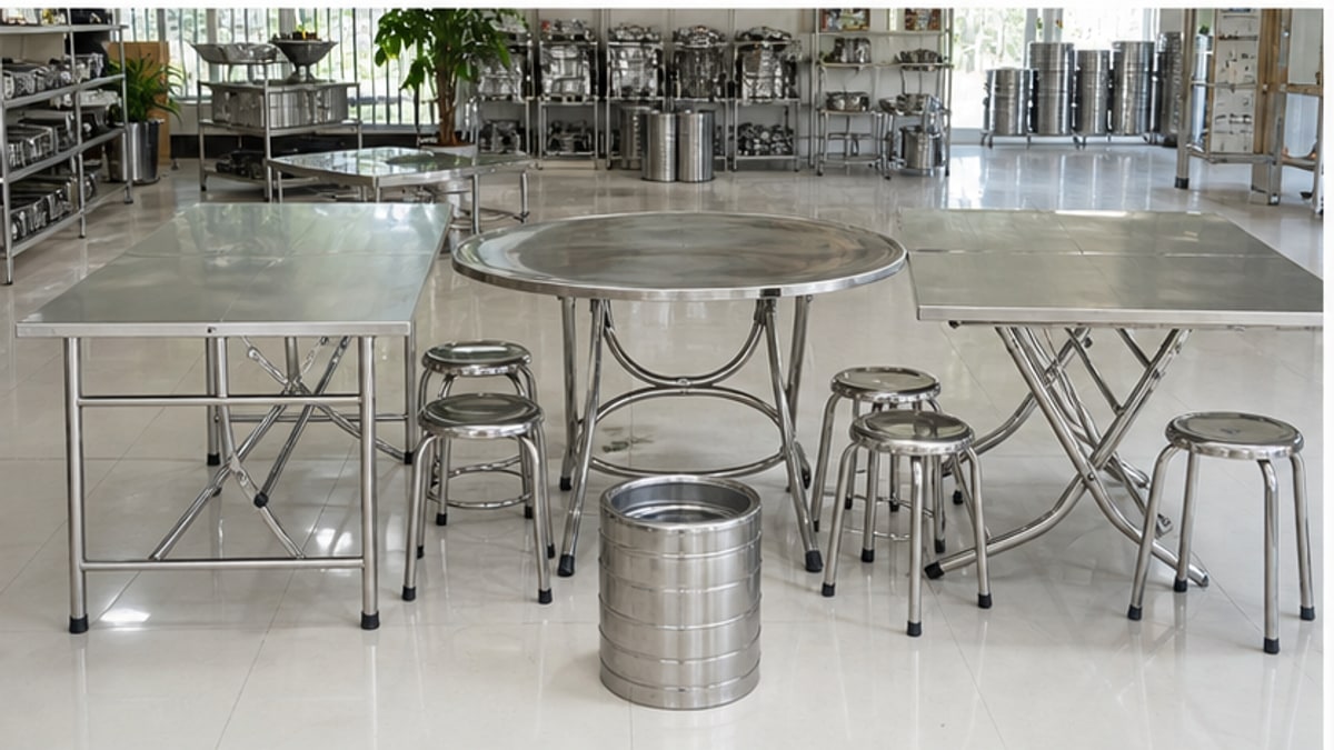 Các kiểu bàn xếp inox cho quán ăn và gia đình