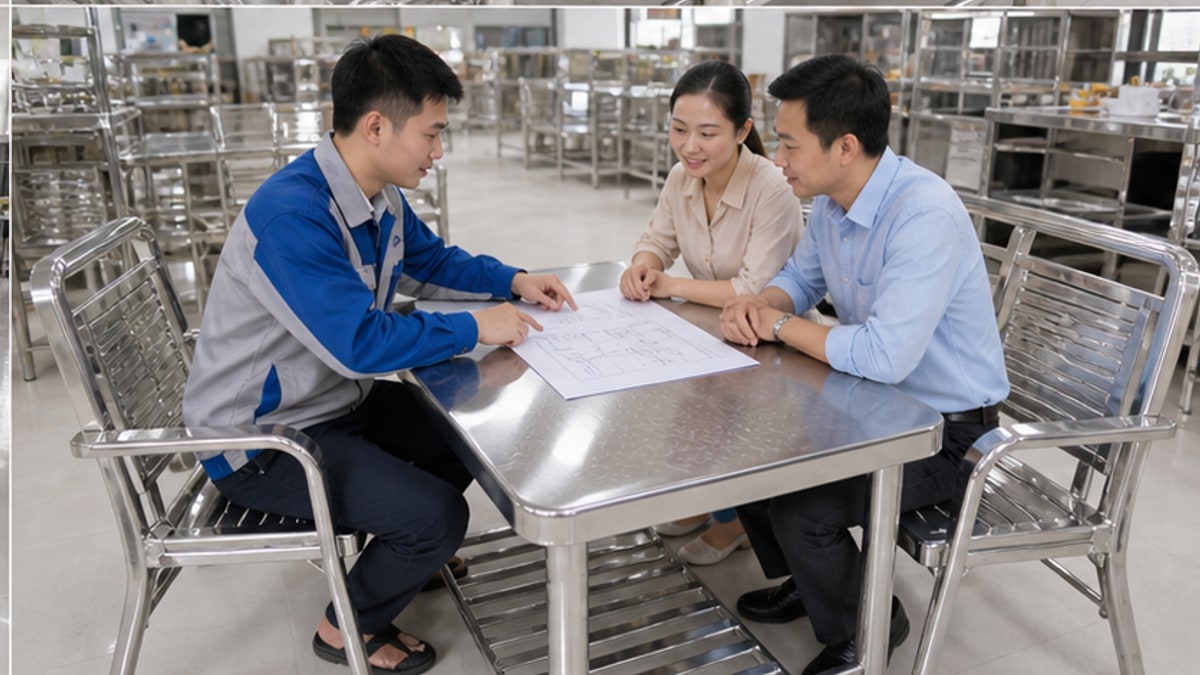 tư vấn giá bộ bàn ghế inox phòng khách tại showroom inox