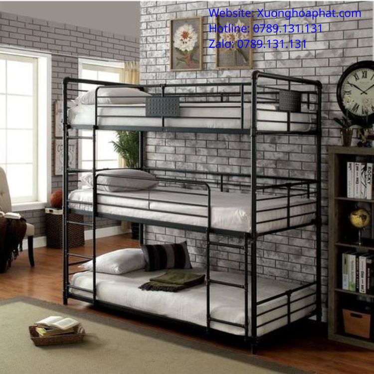 giá giường sắt 1m6 3 tầng