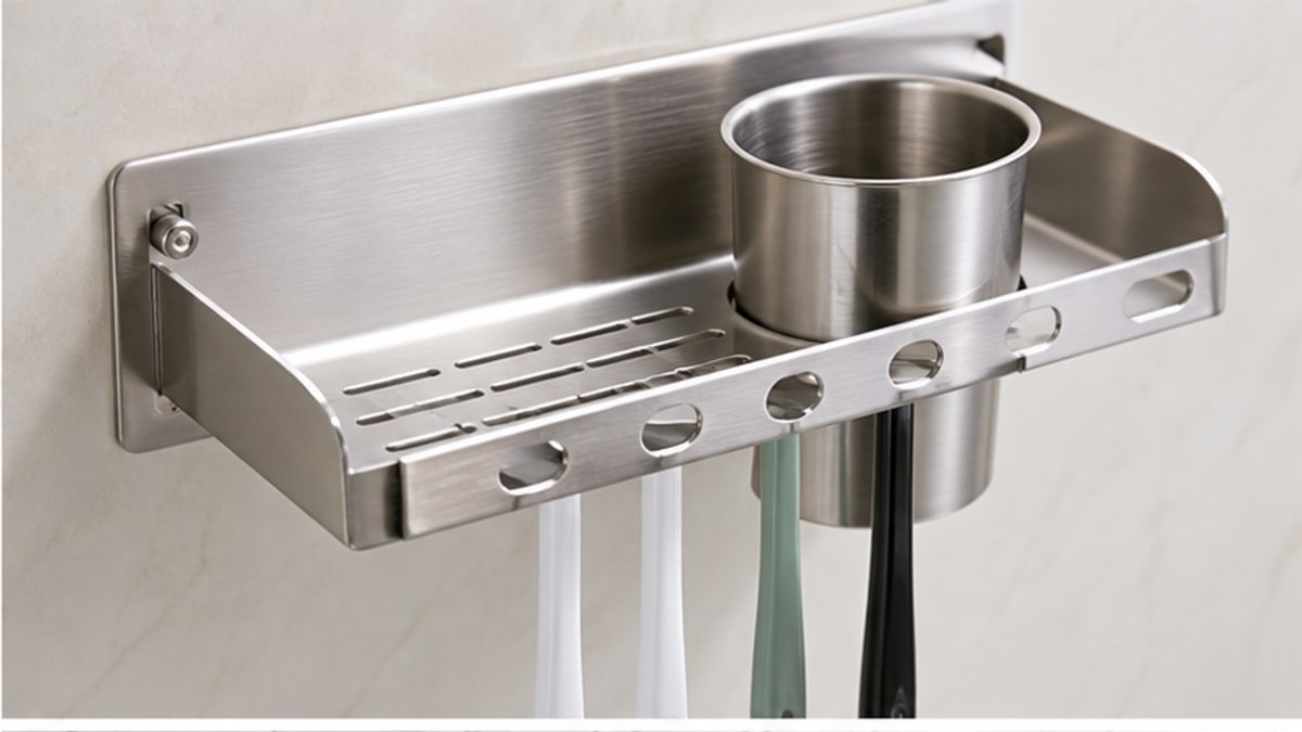 Cận cảnh kệ để bàn chải đánh răng inox 304 dễ vệ sinh