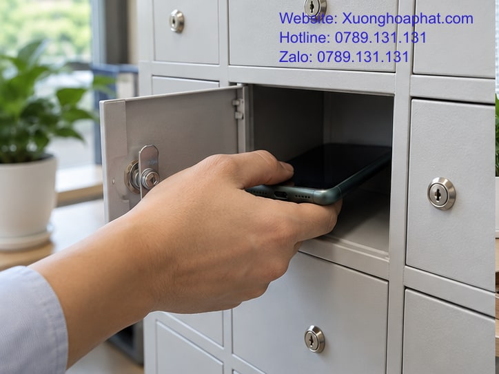 Giá Tủ Đựng Điện Thoại: Dự Trù Theo Khóa Và Tiện Ích 4 Thử khoảng chứa điện thoại có ốp trong ngăn tủ.