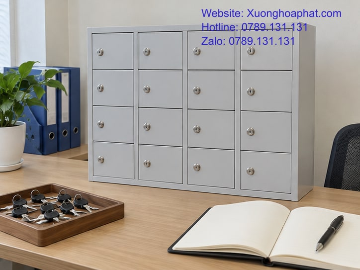 Giá Tủ Đựng Điện Thoại: Dự Trù Theo Khóa Và Tiện Ích 5 Khay chìa khóa cạnh tủ điện thoại khi chuẩn bị bàn giao.