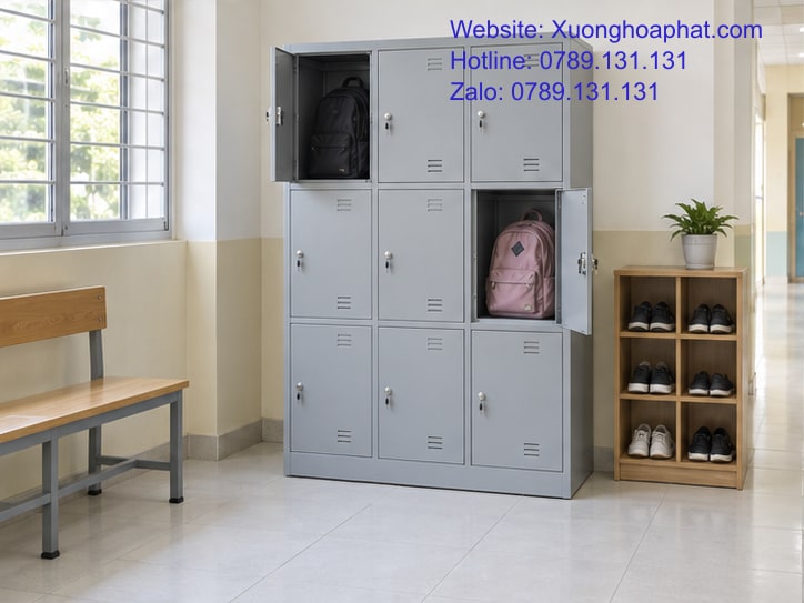 Giá Tủ Locker Sắt: Tính Theo Ngăn Dùng Và Chi Phí Quản Lý 4 Tủ locker tại khu cất đồ trường học