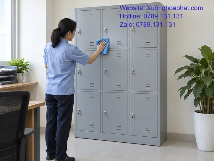 Giá Tủ Locker Sắt: Tính Theo Ngăn Dùng Và Chi Phí Quản Lý 5 Lau bề mặt tủ locker sắt bằng khăn mềm