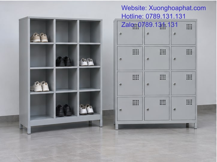 Giá Tủ Sắt Để Giày: Khoản Nào Cần Có Trong Báo Giá? 4 Hai cấu hình khoang mở và cửa riêng để đối chiếu giá tủ sắt để giày.