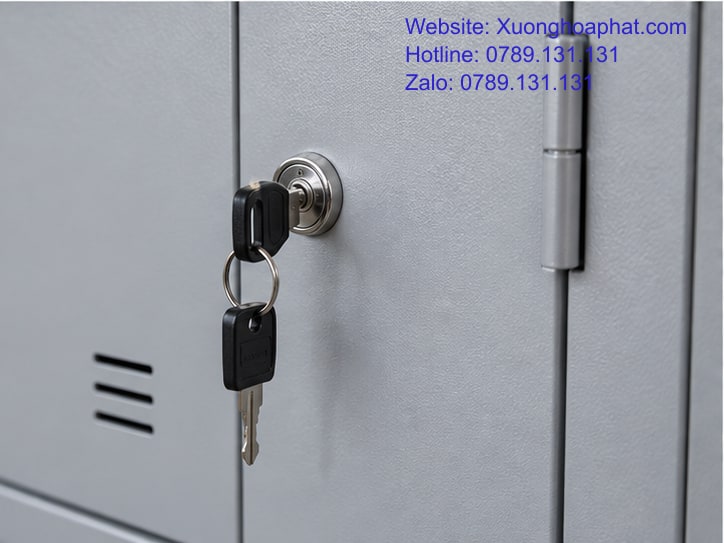 Giá Tủ Sắt Học Sinh Sinh Viên: Tính Theo Chỗ Dùng Được 4 Chi tiết khóa chìa và bản lề của tủ sắt học sinh