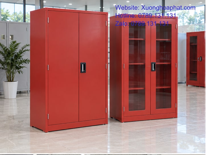 Giá Tủ Sắt Vệ Sinh PCCC: Tách Vỏ Tủ Và Các Khoản Đi Kèm 2 Hai kiểu cánh để đối chiếu giá tủ sắt vệ sinh PCCC.