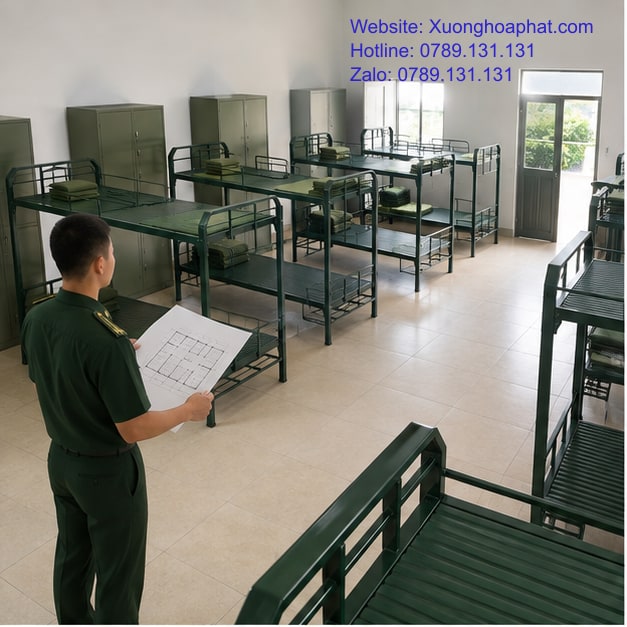 Cách Bố Trí Giường Chiến Sĩ Trong Phòng Ở Tập Thể 2 Bố trí giường chiến sĩ theo mặt bằng phòng ở tập thể