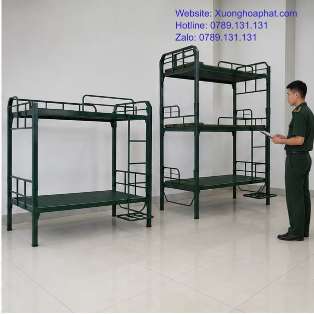 Cách Bố Trí Giường Chiến Sĩ Trong Phòng Ở Tập Thể 3 So sánh giường sắt hai tầng và ba tầng quân đội