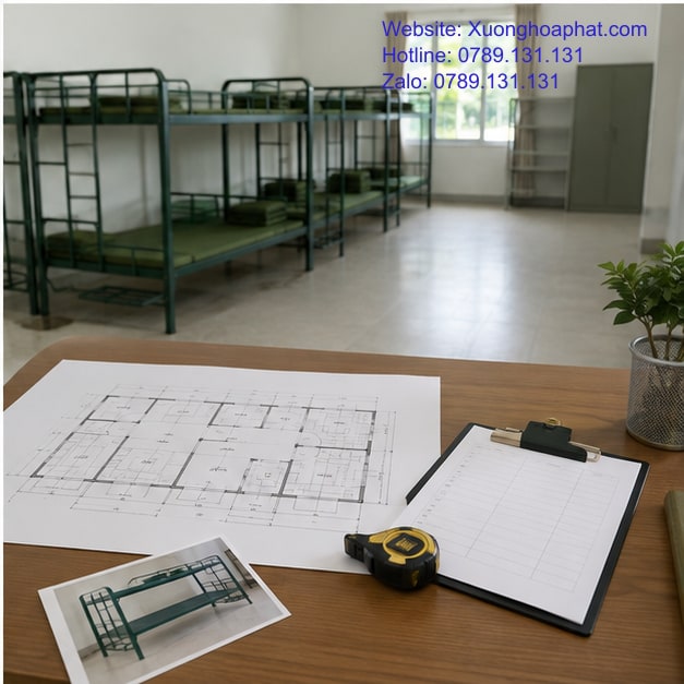 Cách Bố Trí Giường Chiến Sĩ Trong Phòng Ở Tập Thể 5 Chuẩn bị sơ đồ và bảng yêu cầu mua giường chiến sĩ