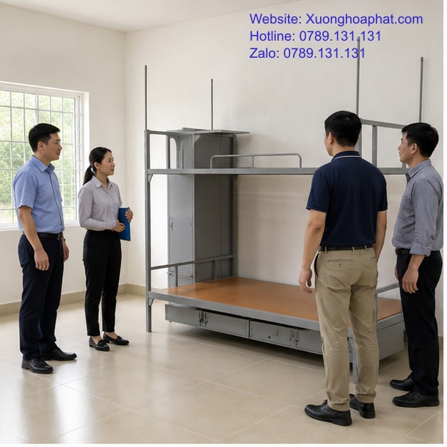Kiểm tra giường chiến sĩ công an theo vai trò sử dụng