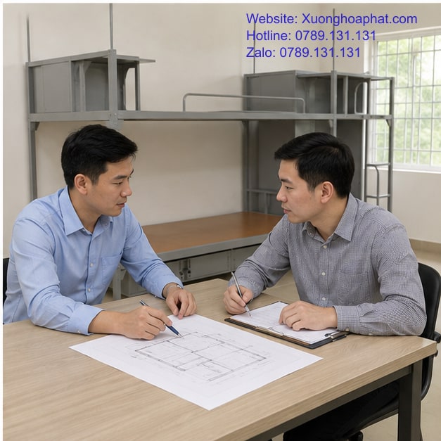Bàn giao giường tầng công an bằng phiếu vị trí