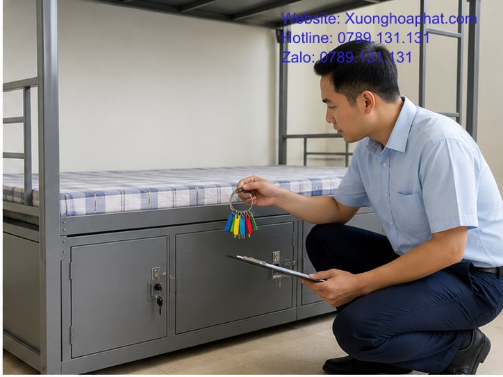 Giường Sắt 2 Tầng Có Tủ Khóa Có Tiện Không? 3 Quản lý chìa cho giường sắt 2 tầng có tủ khóa