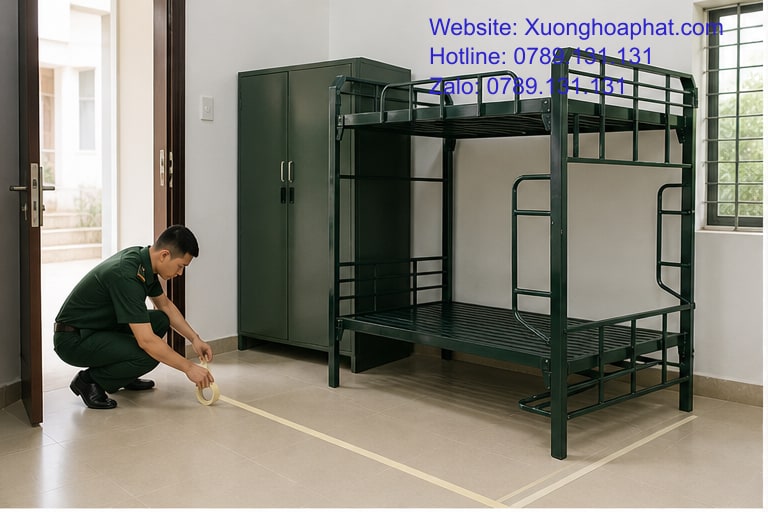Cách Chọn Giường Sắt 2 Tầng Quân Đội An Toàn, Dễ Sử Dụng 2 Kiểm tra lối đi quanh giường sắt 2 tầng quân đội