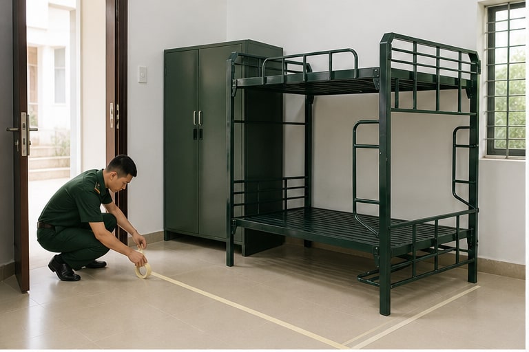 giường sắt 2 tầng quân đội