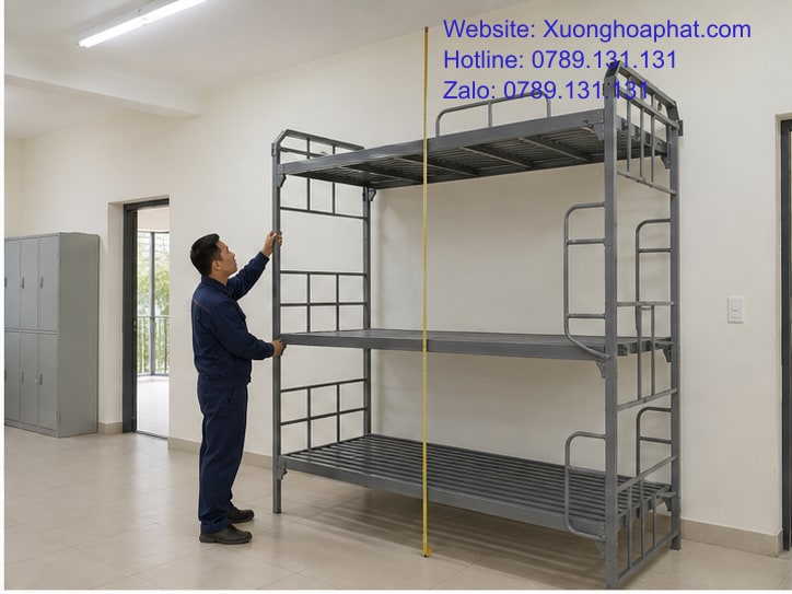 Có Nên Dùng Giường Sắt 3 Tầng Quân Đội? 3 Đánh giá khoảng trần cho giường sắt 3 tầng quân đội