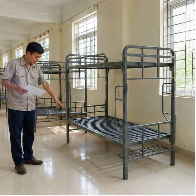 giường sắt chống gỉ quân đội