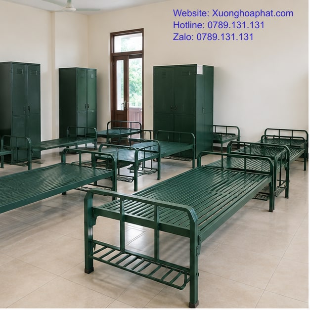 Bố trí giường sắt đơn quân đội theo phân khu phòng ở