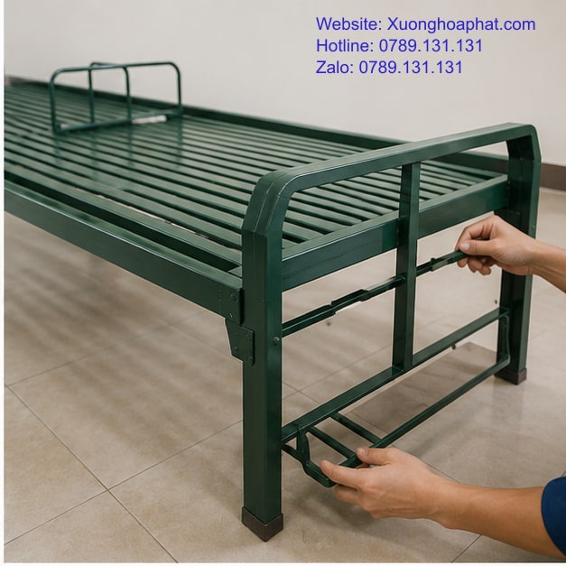 Kiểm tra khung giường sắt đơn quân đội trước khi mua