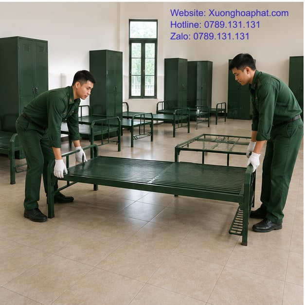 Thử đổi bố trí giường sắt đơn quân đội trong phòng tập thể