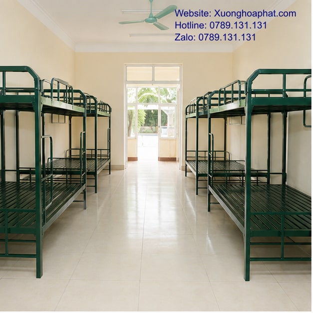 Cách Chọn Giường Sắt Quân Đội Phù Hợp Nhu Cầu 2 Bố trí giường sắt quân đội trong phòng lưu trú tập thể