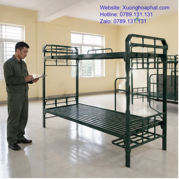 Giường Sắt Quân Đội Bền Không? Cách Kiểm Tra 2 Quan sát tổng thể giường sắt quân đội bền trong phòng ở